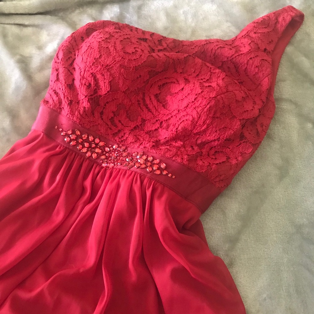 Adriana Papell Red Lace Mini Dress